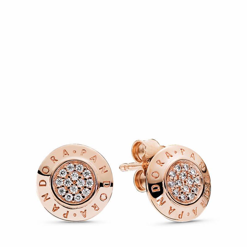 Pandora Rose™ Signature Stud Earrings Egypt WU7186524